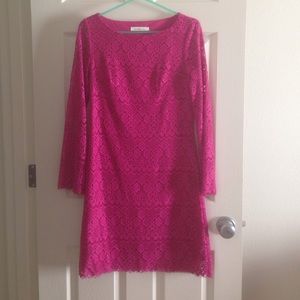 Hot pink lace dress