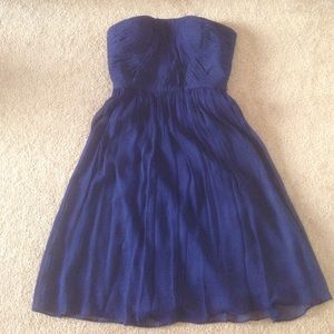 Strapless navy blue bridesmaid dress