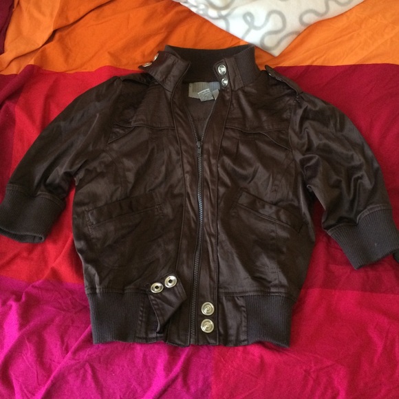 Brown short sleeve moto  jacket