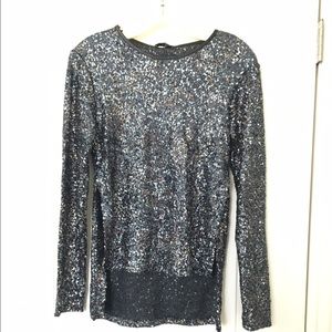Zara blue sequin blouse sz S brand new with tags