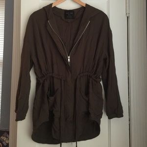 Cinch waist/ Draw string zip up hoodie