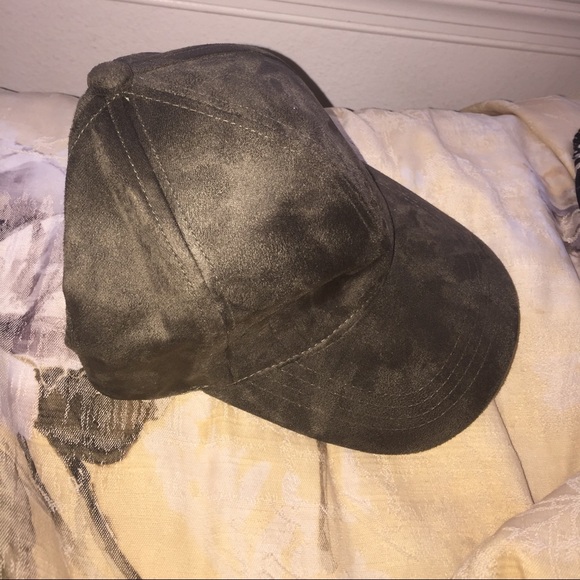 Olive green suede cap hat