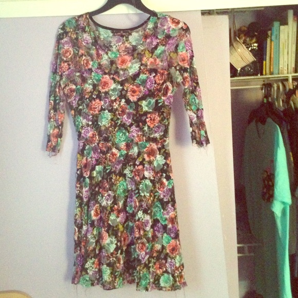 Black floral long sleeve dress