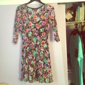 Black floral long sleeve dress