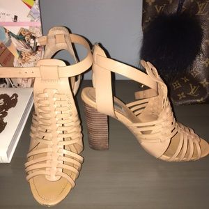Nude Heeled Gladiator Sandals