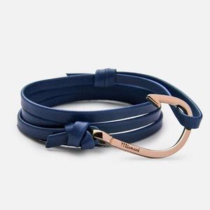 NWT Miansai Hook On Leather Bracelet Navy/Rosegold