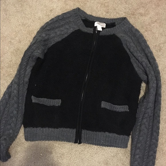 Zip up black and grey sweater