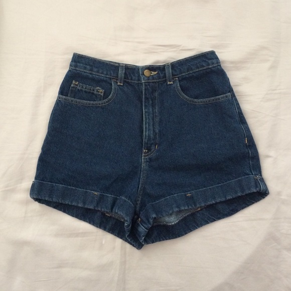 American Apparel High-Waist Jean Cuff Shorts
