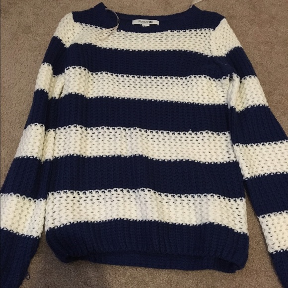 Blue and white striped sweater