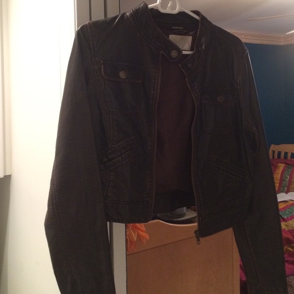 Faux Leather Brown Motorcycle Jacket
