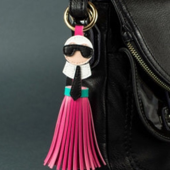 NWT || Karl Lagerfeld Fringe Tassel Bag Key Charm