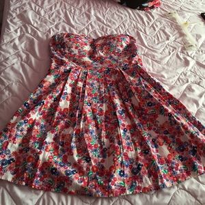 Floral Print Strapless Dress