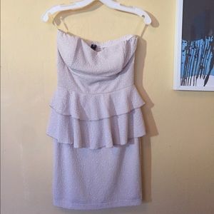Shimmery cream peplum dress