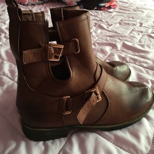 Brown Buckle Ankle Boot