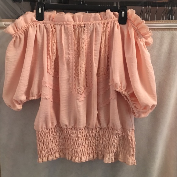 Off the shoulder pink blouse