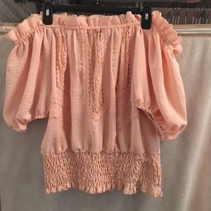 Off the shoulder pink blouse