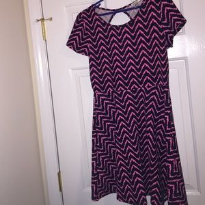 Skater Neon Pink and Navy Blue Dress (XL) 🌹