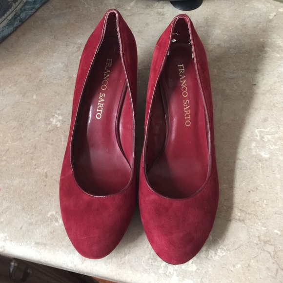 Franco Sarto Red Suede Wedges