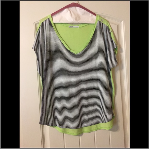 Navy, White, and Lime Green Top