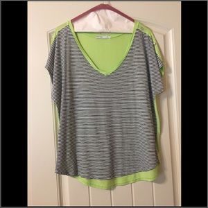 Navy, White, and Lime Green Top