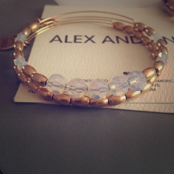 Alex and ani gold beaded bangles