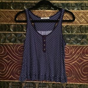 Navy and White Polka Dot Tank