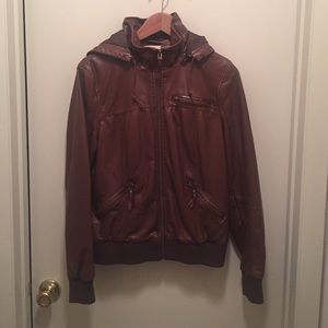 UO Brown Vegan Leather Jacket