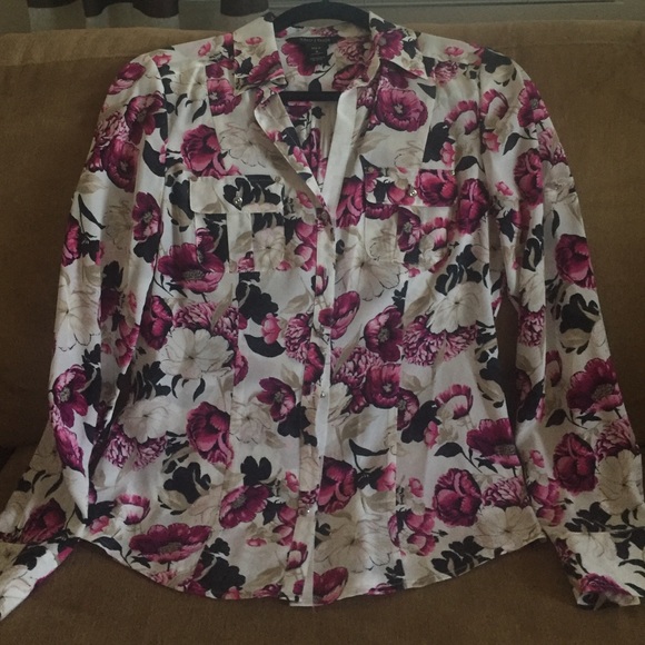 White House Black Market Silk Floral Blouse