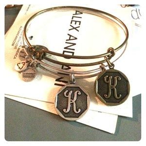 silver & gold initial k bangle