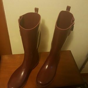 Burgundy rain boots