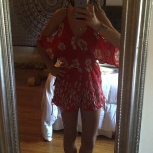 NWT Band of Gypsies red floral romper