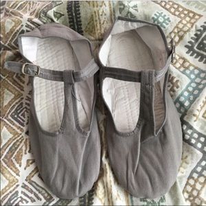 grey cotton Mary Jane flats