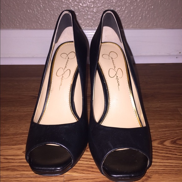Jessica Simpson Peep-Toe'd Black Pumps
