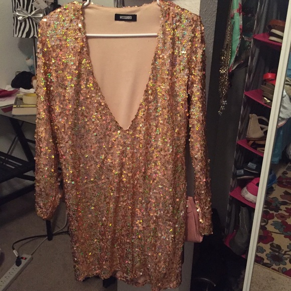 Long Sleeve Deep Plunge Misguided Dress - Picture 4 of 4