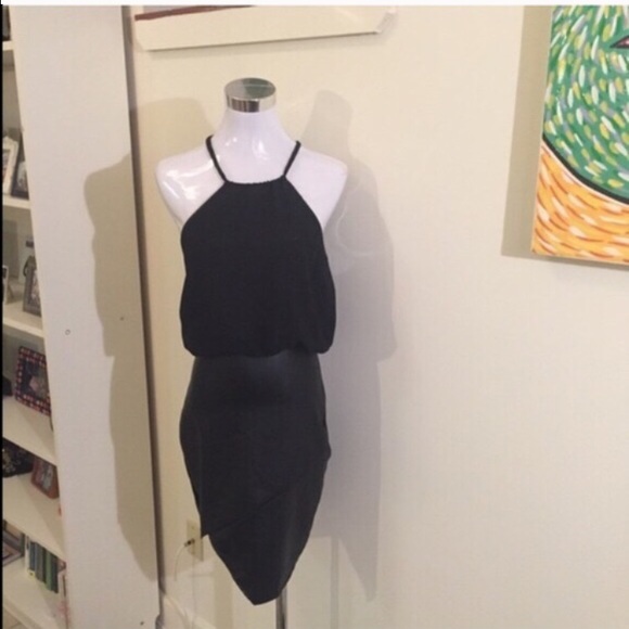 ✳️1 hour sale✳️ black leather and chiffon dress - Picture 3 of 3