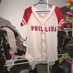 Pink Victoria's Secret Phillies jersey.
