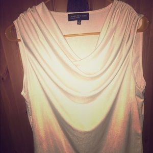 White silky cowl neck top