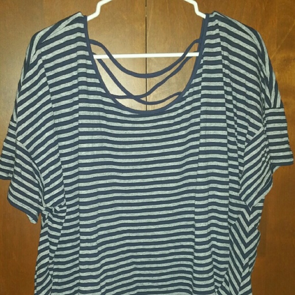 Grey and Navy criss cross backed shirt