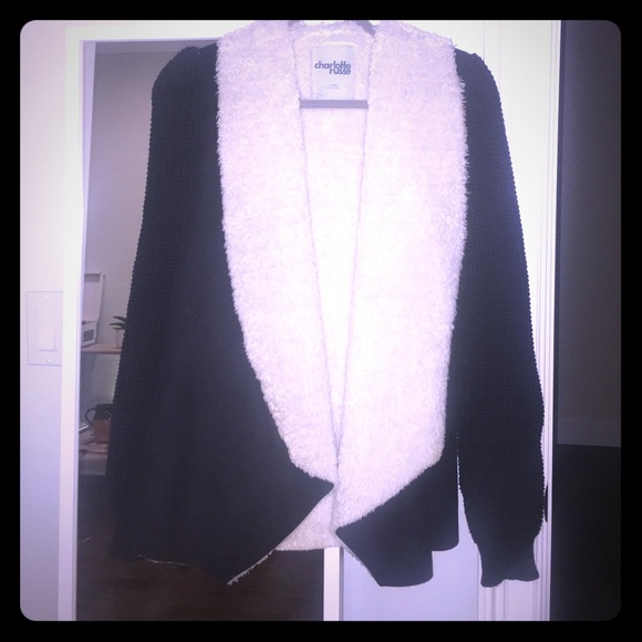 Black and white fur suede jacket