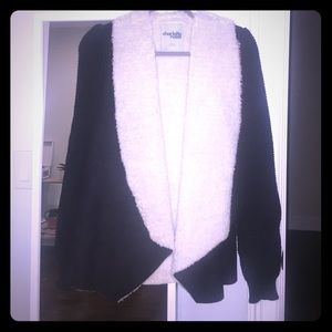 Black and white fur suede jacket