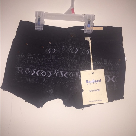 Black Tribal Print Shorts