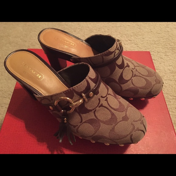 Coach signature cloth and leather wooden clogs - Picture 3 of 3
