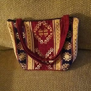 Multi color tapestry tote
