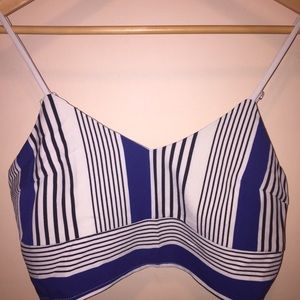 Blue and white tank crop top