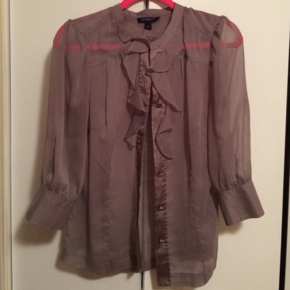 Sheer Banana Republic button down ruffle blouse