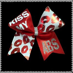 Kiss my abs cheer bow