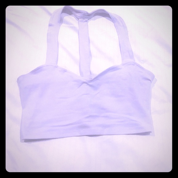 TOBI white cropped sweat heart top. Cut out back.