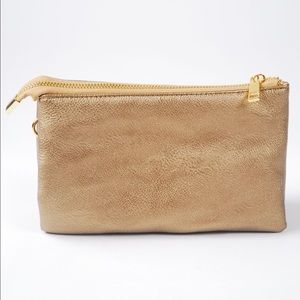 metallic gold three piece crossbody