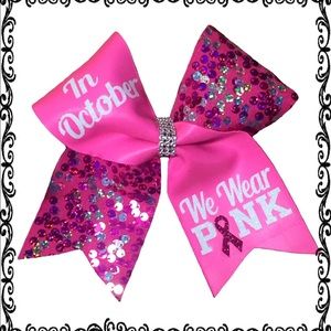 Breast cancer awareness sequin cheer bow