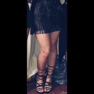 JustFab Chancy Shoes lace up heels with tassel tie